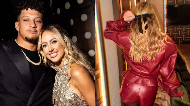 Brittany Mahomes stuns in red leather on date with Patrick before Chiefs–Colts game